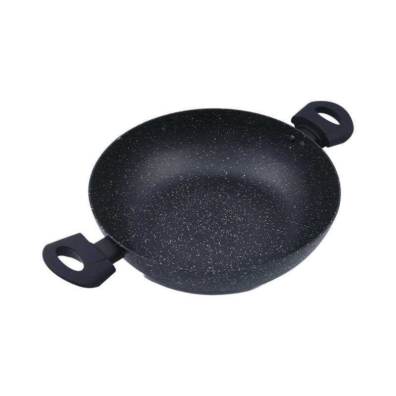 Wok in alluminio pressato con 2 maniglie laterali